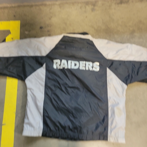 Raiders Jacket Mens Large Black Pullover Wind Breaker Apex One Vintage NFL - Picture 6 of 8